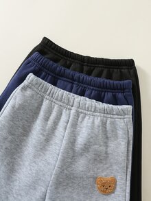SHEIN 3件組男嬰卡通角色彈性腰長褲套裝，百搭舒適，適合秋冬，男嬰慢跑褲 - 彩色 - 查看 3