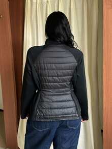 GalTyme 大尺碼冬季休閒百搭收腰加厚大衣 - 黑色 - 查看 2