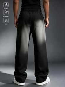 Acti Log Men's Gradient Print Sports Long Pants - Black - View 2
