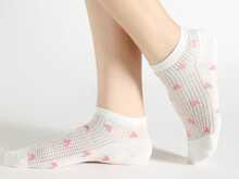 SHEIN 5 Pairs Macaron Colorful Heart Hollow Mesh Pure Cotton Low Cut Socks - Multicolor - View 4