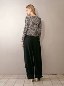 MOTF PREMIUM WOMEN'S ZEBRA PRINT LETTUCE TRIM LONG SLEEVE T-SHIRT - Black - View 3