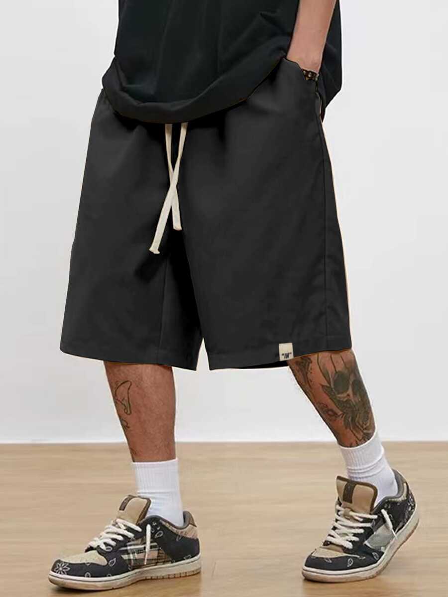 Manfinity Roghcode Men's Plus Size Casual Loose Fit Shorts - Black - View 1