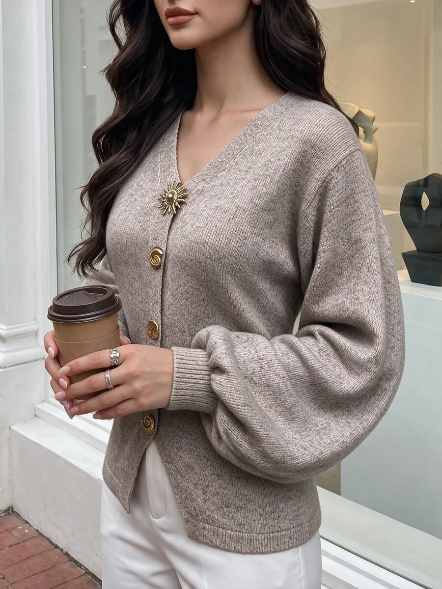 Modelyn ملابس علوية نسائية محبوكة مزينة بالمعادن - قهوة بني - مشاهدة 1