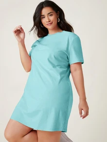 SHEIN BASICS 大碼休閒晚餐約會女款夏季洋裝套裝，優雅休閒女裝洋裝 - 薄荷綠 - 查看 3