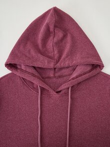 Rusticease Plus Size Solid Pink Hooded Long Sleeve Drawstring Casual Traditional Baggy Sweatshirt Autumn 2026 Formal Home Wear Vacation - Redwood - View 5