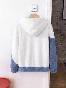 SHEIN 男童秋冬抓絨連帽字母印花夾克，校園夾克，運動夾克 - 彩色 - 查看 2