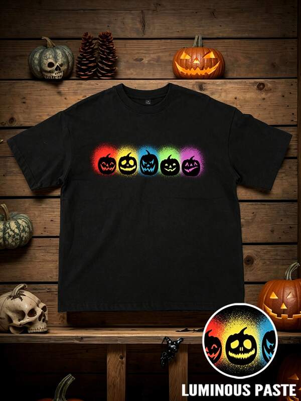 Manfinity Hypemode Herren Halloween Kürbis Muster T-Shirt