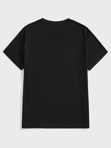 LOONEY TUNES X SHEIN Manfinity Joysei Men's Summer Casual Cartoon Print T-Shirt - Black - View 6