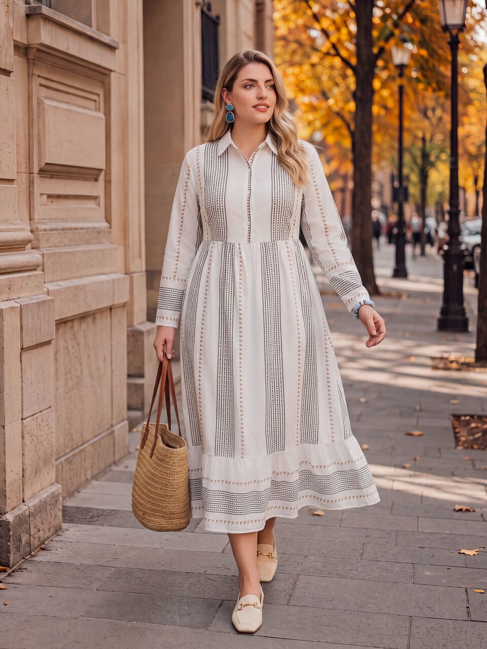 Women's Plus Size Striped Long Sleeve Casual Shirt Dress Women Fall Winter Sweater Sailing Vacation Winter Clothes