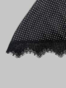 Ritzy Row 緞面無袖蕾絲上衣，垂領設計與不對稱下擺 - 黑色 - 查看 3
