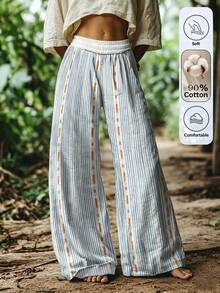 SHEIN PETITE Women's New Printed Comfortable Long Pants - White - View 6