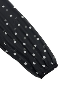 GlowEve CURVE Plus Size Women's Polka Dot Lantern Sleeve Top And Wide Leg Pants Casual 2 Pieces Set - Black - View 4