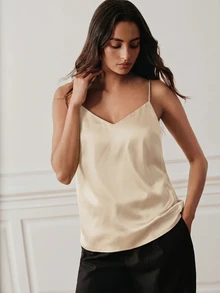 Anewsta Essential Tank Top Camisole Wanita dengan Cup Berbantalan, Lapisan Dasar Musim Panas - Sampanye - View 8