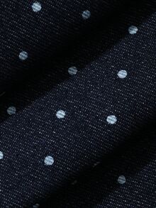 DAZY 女款時尚百搭鈕扣口袋波點寬鬆牛仔褲 - 深色水洗藍 - 查看 9