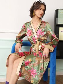 Chillnights Constellation Pattern Satin Women's Nightgown - Multicolor - View 3