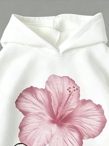 SHEIN 青少年女孩休閒連帽舒適長袖運動衫與內搭褲2件套，適合秋冬穿著 - 白色 - 查看 3