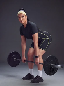 Powerista Women's Plus Size Fitted Athletic Romper - Black - View 6