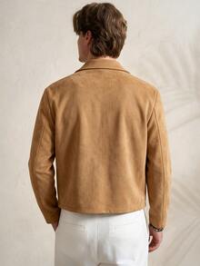 TONEVAULT Men's Solid Color French Vintage Urban Casual Commute Jacket - Camel - View 2