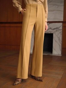 MOTF PREMIUM COMMUTER SOLID COLOR VERSATILE SLANTED POCKET LONG PANTS - Apricot - View 4