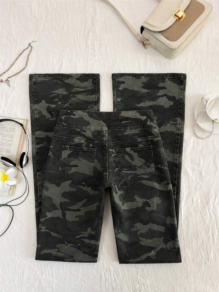 Elamini Jeans acampanados de mezclilla lavada para mujer, casuales y versátiles para uso diario - Multicolor - Añade 2