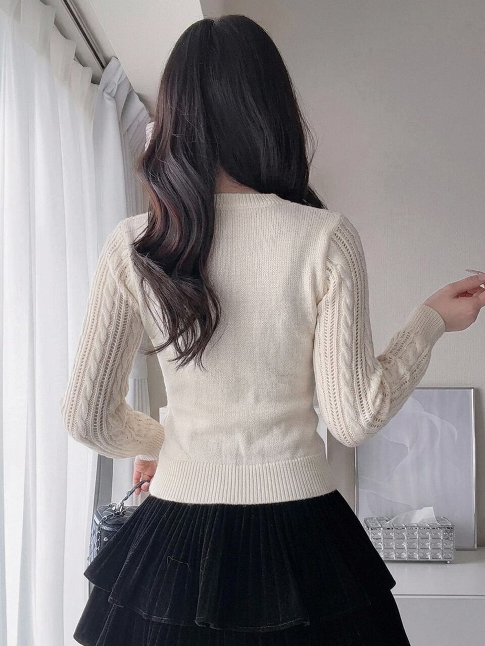 Women's Solid Color Fitted Cable Knit Long Sleeve Deep V-Neck Elegant Sexy Vacation Autumn/Winter Pullover Sweater