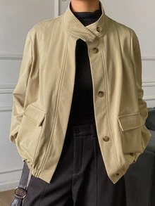 Livesso Women's Casual Trench Coat Jacket, Autumn - Khaki - View 4