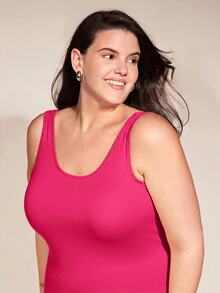 SHEIN BASICS 大尺碼純色緊身夏季洋裝 女款夏季穿搭 優雅女裝洋裝 - 玫紅色 - 查看 6