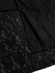 Sweetra Women's New Suede Fabric Contrast Lace Skirt With Asymmetrical Black Hem, One-Piece Button Adjustable Waist Design, Suitable For Dating, Shopping, Party, Dinner, Commuting, Campus Wear, Skirt - Black - View 6