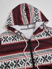 Rusticease Chaqueta con capucha y estampado geométrico de talla grande - Multicolor - Ver 3