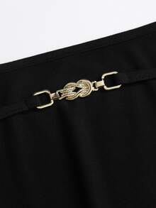 Sweetra New Waist-Cinching Top And High-Waist Straight-Leg Pants 2 Pieces Set, Suitable For Commuting And Street Wear - Black - View 5