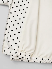 Cévolie Casual Loose Fit Polka Dot Lapel Jacket - Apricot - View 9