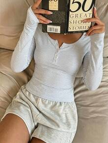 CovetEZ 大尺碼女款條紋休閒百搭日常穿搭T恤 - 彩色 - 查看 6
