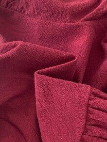 SHEIN Playful Pals 女嬰甜美娃娃刺繡領前扣蝴蝶結寬鬆下擺鬆緊腰直筒長褲長袖套裝 秋季 - 酒紅色 - 查看 6