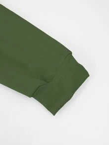 Resyla Men 男士字母刺繡寬鬆拉鍊連帽外套 - 橄欖綠 - 查看 4