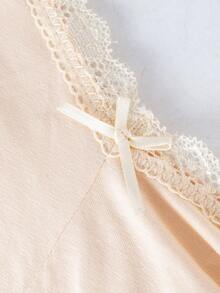 Moonlight&Mama Maternity Solid Color Contrast Lace Bow Decor Comfortable Bra - Apricot - View 5