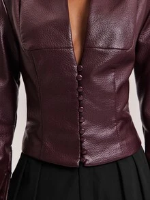 SHEIN BAE Fashionable Commuter Waist-Cinching Blazer - Purple - View 7