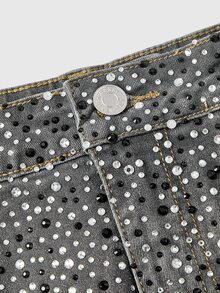 ROMWE Grunge Punk Music Festival Outfit Ultra Low Waist Mini Plus Size Women's Denim Skirt - Multicolor - View 3