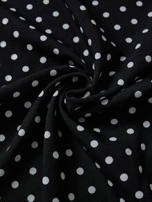 Rusticease Plus Size Women Polka Dot Pattern Button Design Long Sleeve Casual Dress Fall - Black - View 6