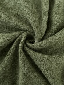 SHEIN Clasi Plus Size Women's Solid Color Metal Decor Casual Versatile Cardigan Saudi National Day - Army Green - View 8