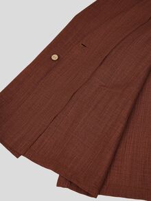 Linhara CURVE Plus Size Women Spring/Autumn Solid Color Faux Linen Open Front Button-Up Double Pocket Casual Elegant Commute Blazer + Elastic Waist Pocket Loose Long Pants Music Festival Club 2-Piece Set - Brown - View 6