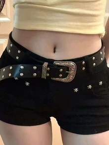 DAZY 女款休閒百搭日常穿著口袋短褲 - 黑色 - 查看 2