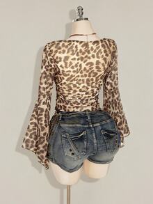 SHEIN ICON Plus Size Women Tops Fall - Khaki - View 6