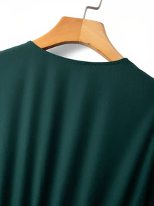 Selianne Multi-Layer Split Design Elegant Vintage Commuter Long Sleeve V-Neck French Style Women's Dress - Dark Green - View 8