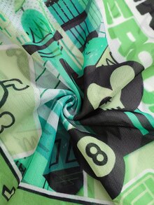 THE POWERPUFF GIRLS X SHEIN Women's Cartoon Print Top With Frill Trim - Green - View 6