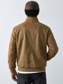 HUEFORM 男士休閒時尚拉鍊與鈕扣長袖夾克 - 卡其色 - 查看 2