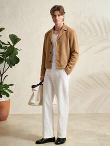 TONEVAULT Men's Solid Color French Vintage Urban Casual Commute Jacket - Camel - View 3