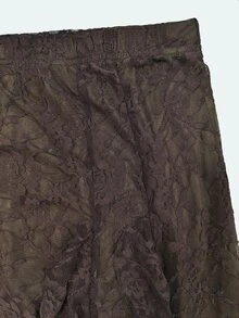 GlowEve CURVE Plus Size Women's Woven Regular Fit Autumn/Winter Elegant Commute Date Lady Professional Metal Square Buckle Cuff Lace Blazer And Side Ruffle Lace Skirt 2-Piece Set In Chocolate Brown - Chocolate Brown - View 6