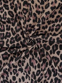 SHEIN Maternity Leopard Print Round Neck Long Sleeve Slim Fit Elegant Dress Fall - Brown - View 7