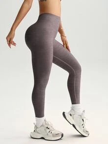 SHEIN Velisys Solid Color High Waist Seamless Sports Leggings - Multicolor - View 4