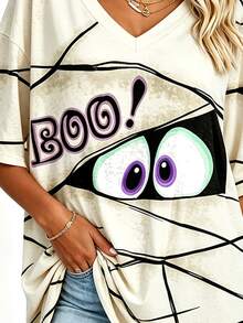 EMERY ROSE 萬聖節 Peek Monster 女款印花長袖 T-shirt - 彩色 - 查看 3